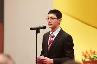 Mr Wang Shijie Mike, Year 3 student, delivering the vote of thanks